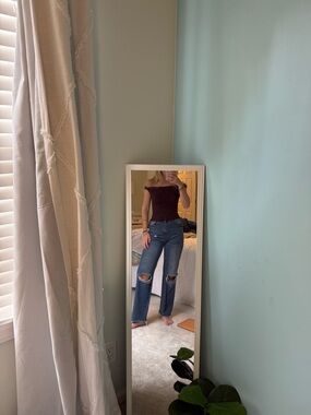 SHEIN Blue Distressed Straight-Leg Jeans